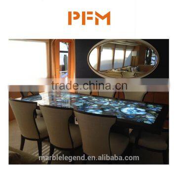 China Competitive Price Natural Blue Agate Tables