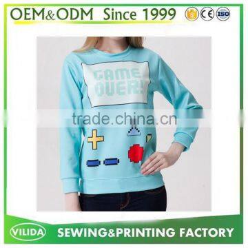 Manufacturer Women Printed Round Neck Hoodies Ladies Sweatshirt hoodies no zippers OEM