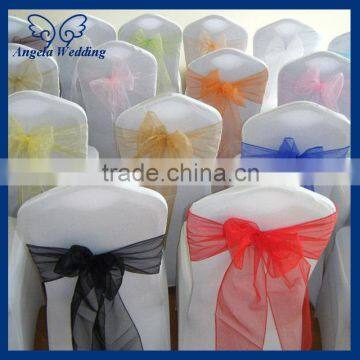 SH007C Wholesale cheap fancy wedding organza yellow chair sashes