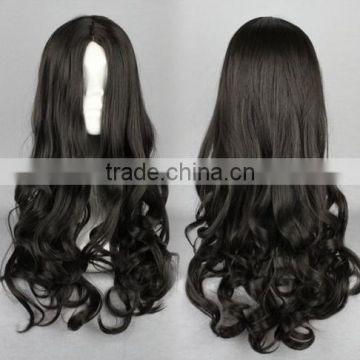 Party girls wig Long deep black wave fashion Hair wig N451