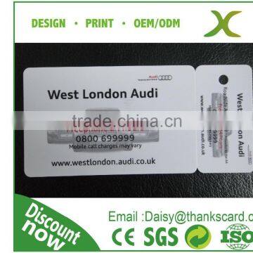 Free design...!!!Plastic Audi Snap-off card /Plastic QR barcode key tags(CR80+1 keytag)