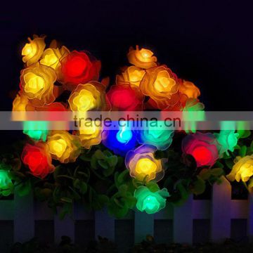 2016 Christmas Holiday Decoration Multicolor Solar Powered 20LED Rose Shaped Fairy String Light