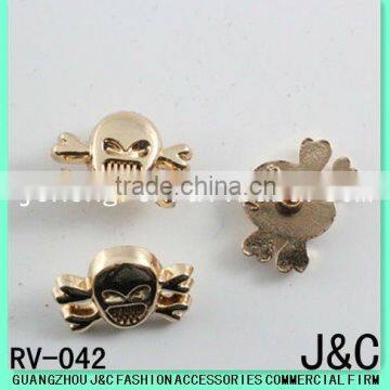 skull head shape garment accessories/nail head/stud/crystal stud