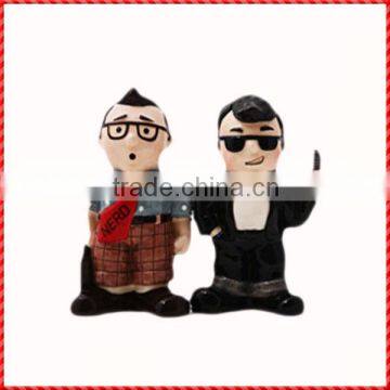 Funny handmade boys ceramic Salt & Pepper Shaker Set