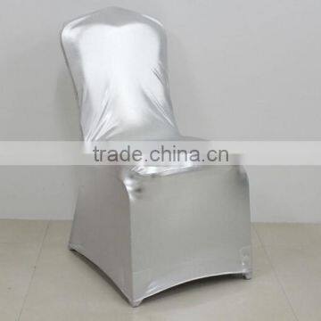 Polyester lycra spandex stretch metalic silver chair cover