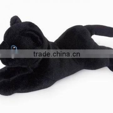 factory wholesale realistic plush grovel black panther stuffed plush jungle animal plush black panther soft toy