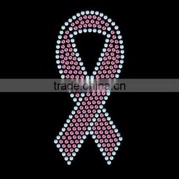 Beautiful hot fix cancer ribbon rhinestone transfers design