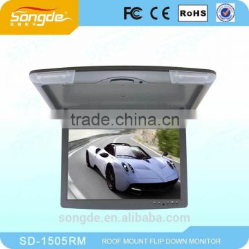 15.5"Monitor Flip down Car Roof Overhead USB FM Game