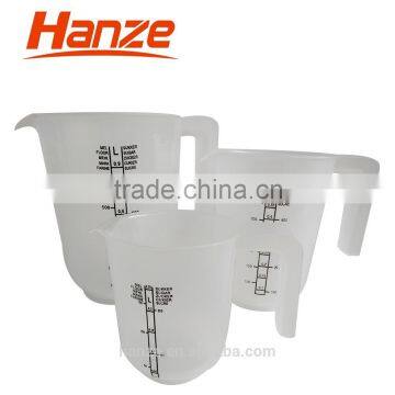 3PCS PP Transparent Plastic Measuring Cup Set1L 0.5L 0.25L