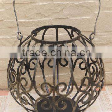 factory wholesale garden decor metal crafts antique small round lantern candle holder