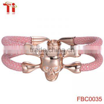 rhinestone main stone popular 2016 hot sell usa jewelry pink genuine stingray gold stainless steel clasps for leather bracelets
