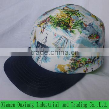 fashion leisure applique embroidery custom blank 5 panel cap