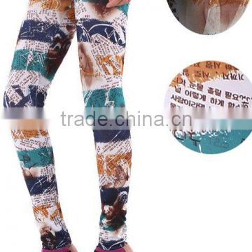 korean newspaper printed leggings for girls