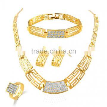 Big necklace for women wedding rings and earring 5pcs set indian gold jewelry