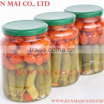 Assorted Gherkin and Cherry Tomato in Glass Jar photo-1