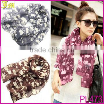 New Fashion Women Elephants Print Scarves Animal Print Shawl Wrap Women Hijab Scarf