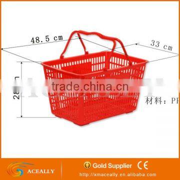 Plastic Baskets With Handles Iron Supermarket Basket With Wheels Plastic Shopping Cart Shopping Baskets for Sale photo-2