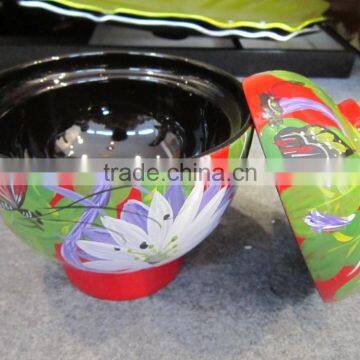 Japanese decor lacquer bowl of vegetablesl , rice serving dishes