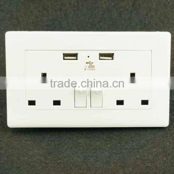 UK plug 3 hole usb power plug socket wall switch and socket