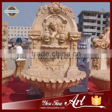 Hand Carved Marble Lady Wall Water Fountain With Fish photo-2
