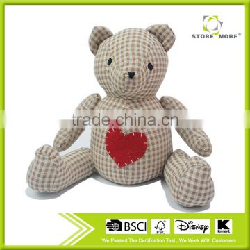 Store More Bear Checkd Cloth Sand Stuffed Cotton Animal Door Stopper