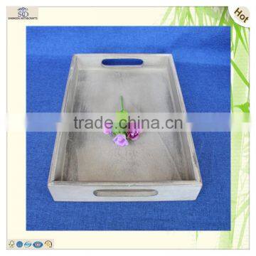 China Manufacture Large Antique Hole Handles Pine Wooden Tray photo-2