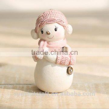 Resin Pink Cute Snowman Figurine Christmas Decorations photo-5