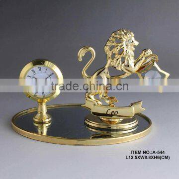 Hot Sale 24K gold plated Leo Clock made with swarovski elements