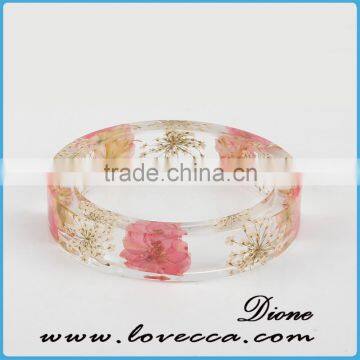 Natural Dry Flowers Hand Women Bangles Clear Pressed Flower Resin Bangle Bracelet photo-3