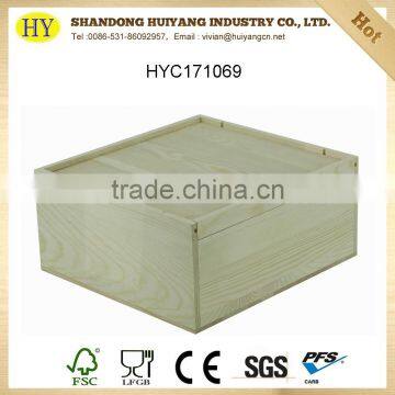 custom natural unfinished pine wood sliding gift packaging box wholesale