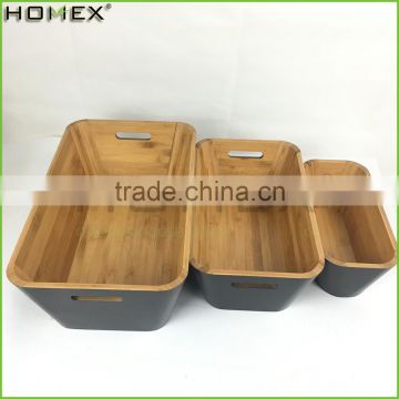 3 Sizes Bamboo Storage Organizer Bin/Color Outside Storage Box/Homex_FSC/BSCI Factory