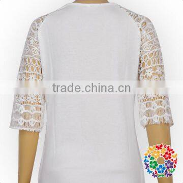 2017 Spring New Designs Women Tshirts White Lace Sleeve Raglan Blouse Women Tops photo-5