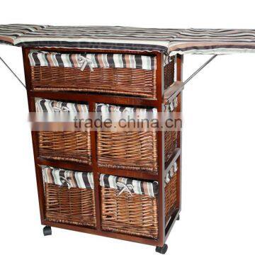 Brown Wood Wicker Baskets Ironing Board