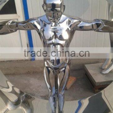 Stainless Steel Statues Modern Art Mirror Surface Naked Women for Decor photo-2