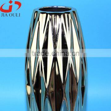 High Quality Home Decor Silver Plate Ceramic Vase, Plating Vase photo-6