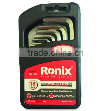 18 Pcs Combination Hex Key Set ( Short Arm Series - Long Arm Series ) 1.5 , 2 , 2.5 ,3, 4 , 5 , 6 , 8 MM photo-2