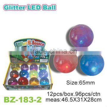 65mm Light Up Glitter Bouncy Balls