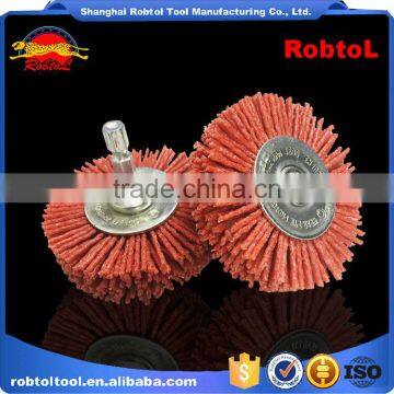 75mm circular abrasive hex shank nylon filament wheel shaft mounted spindle deburring rust crimped twist knot bowl non spark