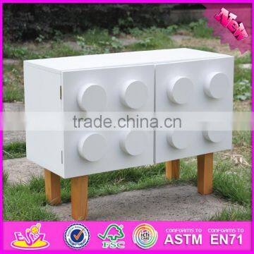 2016 new design white wooden storage bins for children W08C169