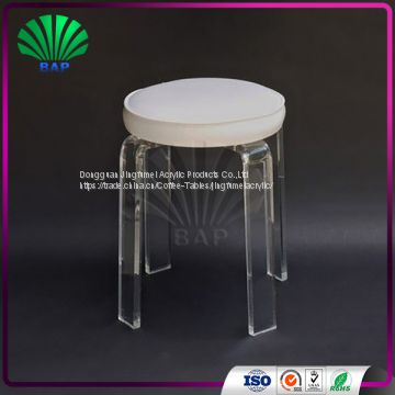 Luxury White Cushion Dressing Room Stool Acrylic Piano Stool Indoor Plexiglass Ottomans