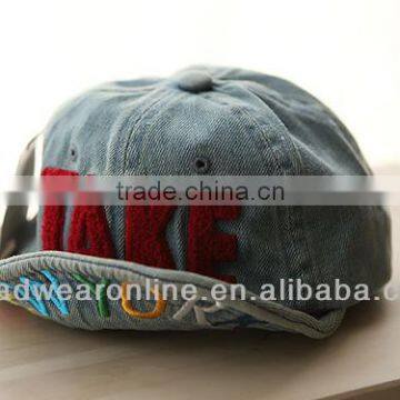 Custom New Casquette TAKE Applique/ Embroidery Distressed Turned-up Brim Caps of children