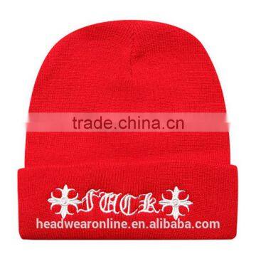 Red Embroidery Knitted Hats photo-2