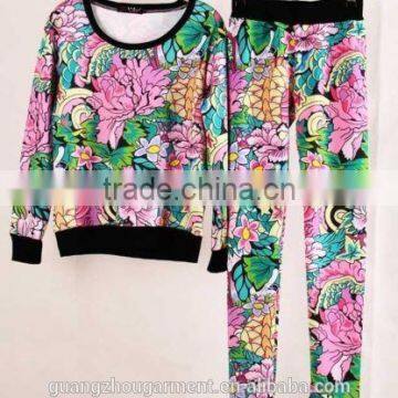 Letter Geometric Print Hoodies Pants Sets Women Sport Wear Loose Suit Tracksuit photo-3