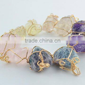 High Quality Rose Quartz Pendant Charms Fashion Rose Quartz Pendant Jewelry Accessories for Druzy Necklace photo-5