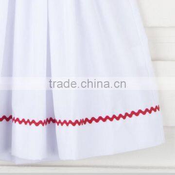 2017 White Summer Baby Short Sleeve Stars and Stripes Smocked Dress Children Frocks Designs for Kids Clothing photo-2