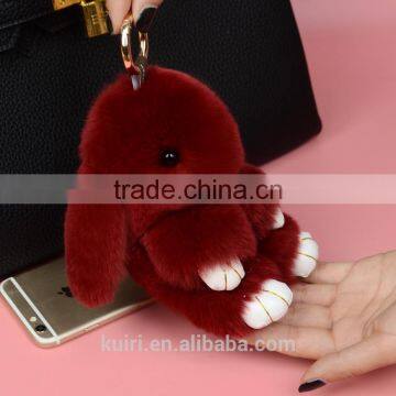 2017 New Real Genuine Rex Rabbit Furs Keychain Pendant Bag Car Charm Tag Cute Mini Rabbit Toy Doll photo-2