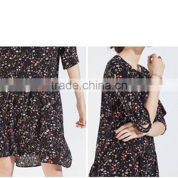 Z&M Lady's 2017 New Fashion Dress Women's Silk Dress Floral Dress Dress photo-6
