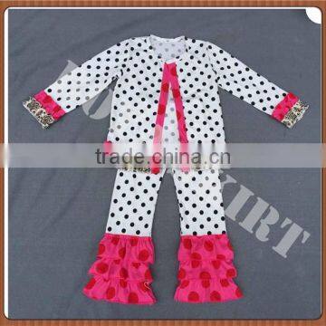 Easter Spring Fall 2016 Ruffles Baby Girl Boutique Clothing Holiday Matching Dots Pants Giggle Moon Girl Cotton Remake Outfit photo-4