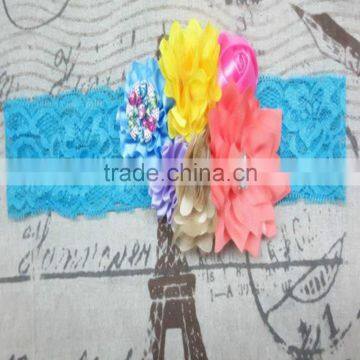 Vintage Girl Wedding Baby Headband Wholesale, Rosette Elastic Lace Hairbands Handmade photo-5