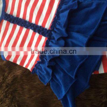 2016 Baby Girls Children Patriotic Clothing Girls 4th of July Capri Ruffle Outfits With Matching Necklace and Bow photo-2